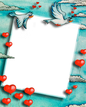 Photo Frame with Hearts - PNG image with transparent background