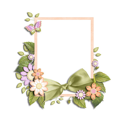 Photo Frame with Flowers - PNG image with transparent background