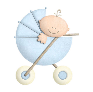 Blue Stroller with Baby - PNG image with transparent background