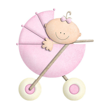Pink Stroller with Baby - PNG image with transparent background