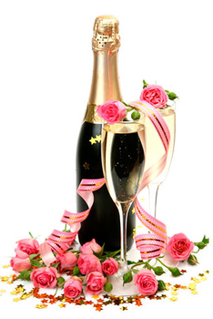 Champagne and Flowers - PNG image with transparent background