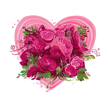 Heart and Flowers for Wedding Design - PNG image with transparent back